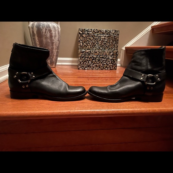 Frye 76871 Phillip Harness Black Leather Pull On Moto Boors - Picture 11 of 11